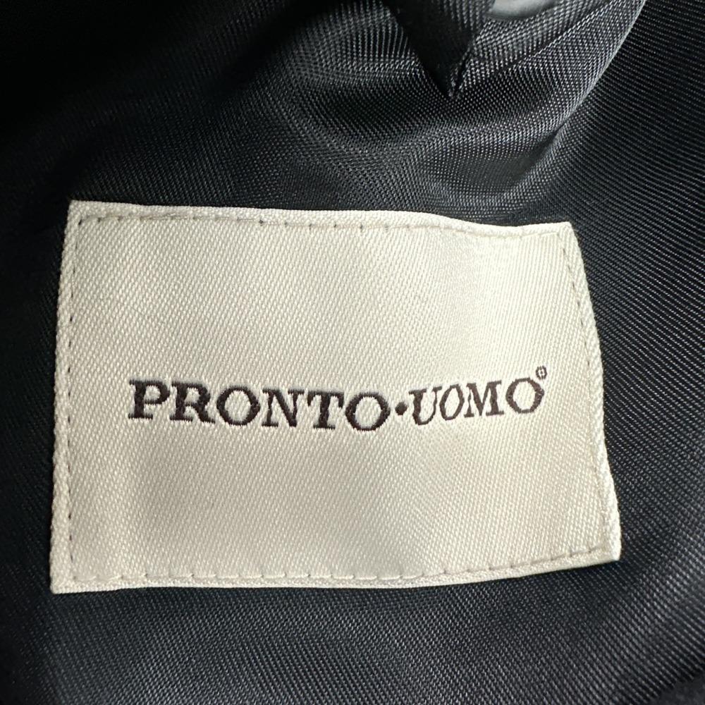 Pronto Uomo Wool Blazer Men 44R Black 2 Button Ventless Lined Jacket - Picture 3 of 16